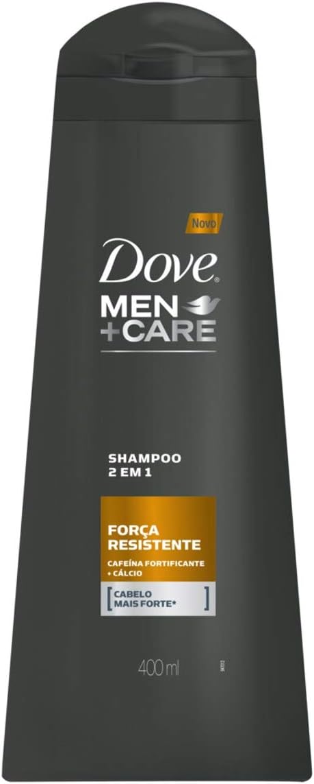 Dove Shampoo 2 Em 1 Cafeína Fortificante Mais Cálcio Men+Care Força Resistente Frasco 400Ml