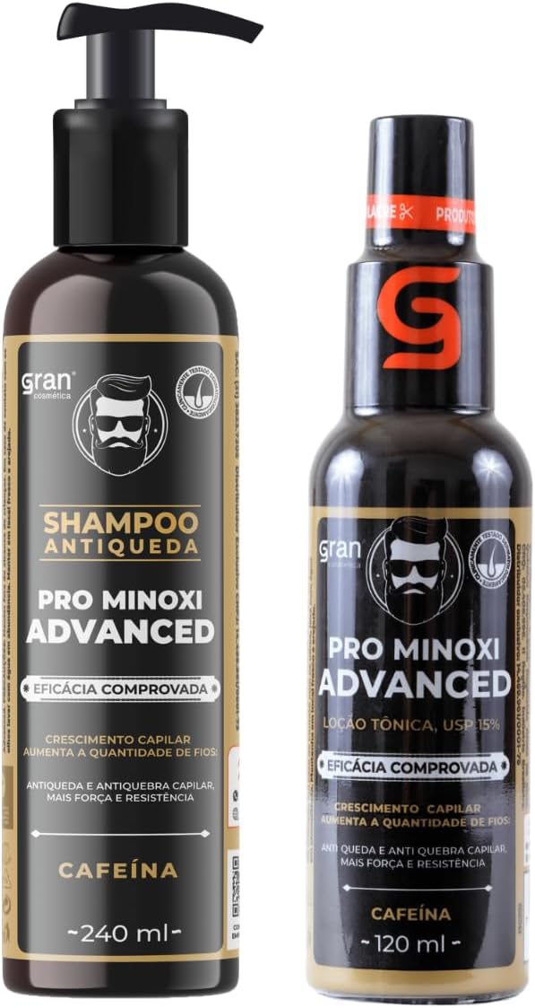 Kit Tônico e Shampoo Antiqueda Pro Minoxi Advanced Crescimento Capilar Acelerado e Redução de Queda Para Fortalecimento Dos Cabelos