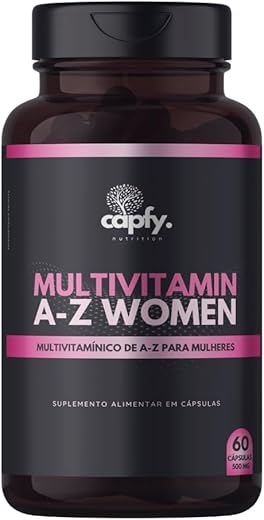 Multivitamínico AZ Mulher Completo com 13 Vitaminas e 9 Minerais Vitamina A C D E B7 B12 60 Cápsulas 500mg Premium Capfy. Nutrition
