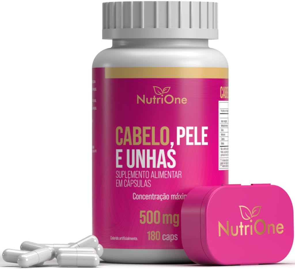 Cabelo, Pele e Unhas 180 Cápsulas Fórmula Concentrada Biotina, B12, B6, B2, Niacina + Vitaminas e Minerais - Nutrione