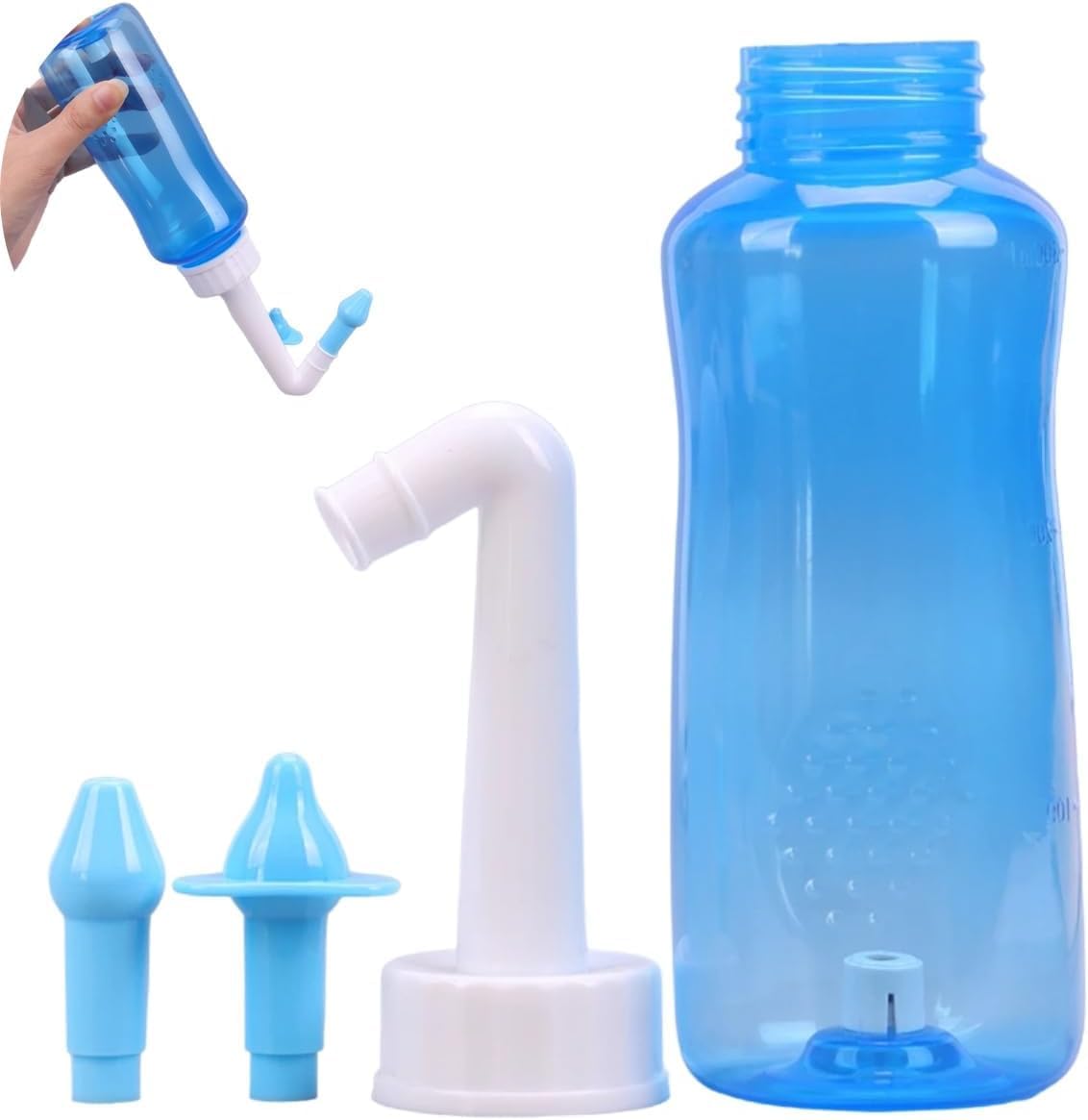 Garrafa de Lavagem Nasal Higienizador Nasal Lavagem de Nariz Com 2 Bicos Adultos Crianças , Sinusite ,Rinite Limpador de Nariz Irrigação Nasal Livre de BPA – Cuidados com o Nariz - SHP