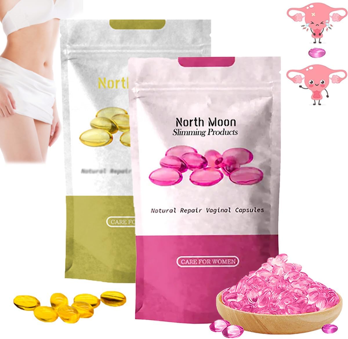 Mixdameny Natural Repair Viginal Capsule, Capsula De Compressão,Cápsulas Vaginales Adelgazantes, Capsulas Instant Anti-Itch Detox Tighten Nourish Vagina (AB 1)