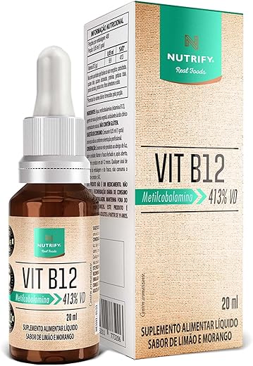 NUTRIFY - Vitamina B12 Gotas - Sabor Limão e Morango - Alta Concentração e Forma Natural - Ideal para Vegetarianos
