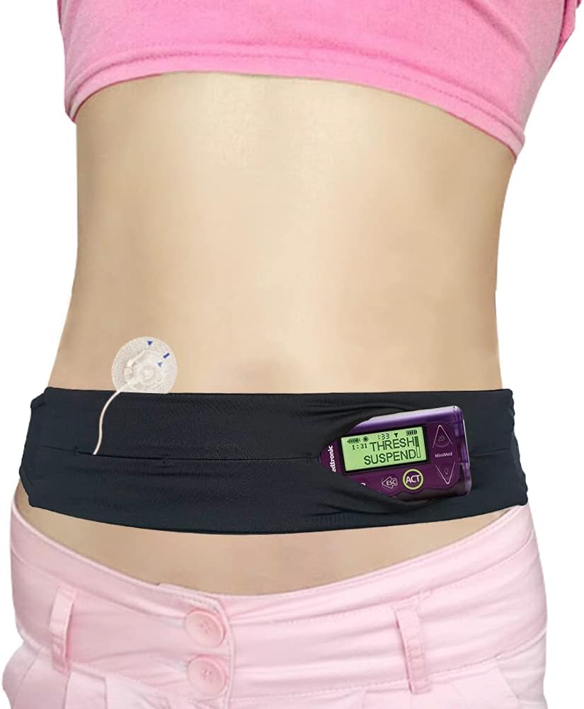 Suporte para cinto infantil com bomba de insulina discreta para diabéticos, pochete para receptor de diabetes T1D, dispositivo de bombas Epipen, suprimentos para monitor de glicose, acessórios preto