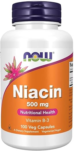 Now Foods Niacina Vitamina B-3 500mg 100 Veg Cáps Produto Importado Original