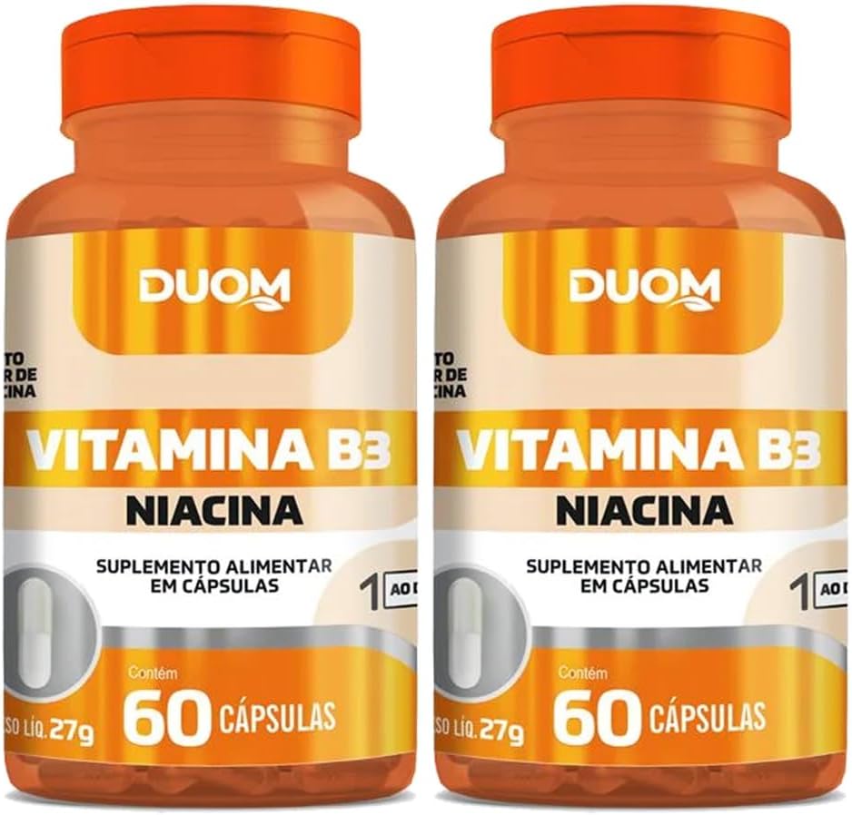 Vitamina B3 Niacina 60cps (1 ao dia) Duom | Kit 2 Frascos