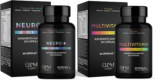 Kit Neuro+ Nootropico + Multivitaminico Completo ELLYM NUTRITION Complexo Vitaminico para o Dia a Dia para Foco e Disposição