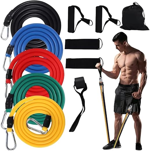 Kit Treino Em Casa Com 11 Peças De ElásticosTubing Para Treino Onde Desejar, Exercícios Malhar Ao Ar Livre Ginástica Aquecimento Funcional.