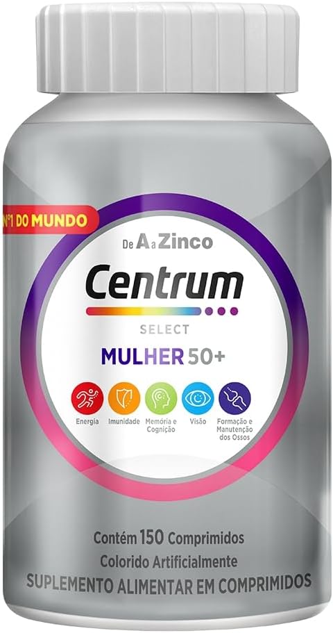 Centrum Mulher Select 50 Mais, Multivitamínico Adulto com Vitamina D e Vitamina B12, Memória, Clareza Mental e Compreensão, 150 Comprimidos