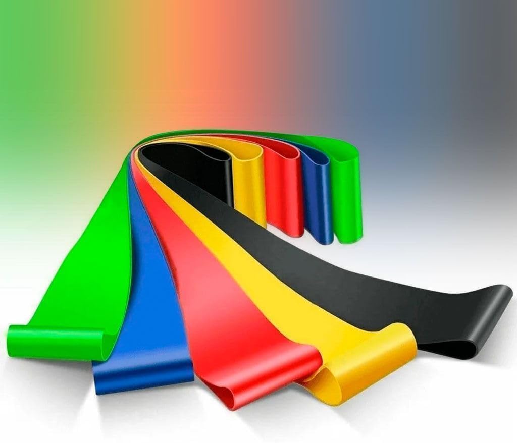 Faixas Elásticas para Exercícios, Kit com 5 Bandas de Resistência para Tonificação Muscular, Treinamento Físico, Perda de Peso, Alongamento,Yoga e Fortalecimento muscular.