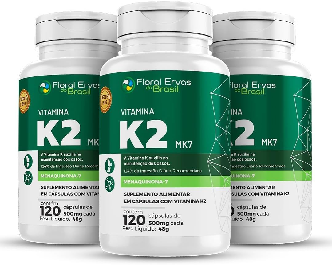 Vitamina K2 Mk7 350mg 3x 120 Cápsulas Menaquinona-7