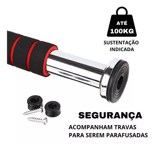 Barra de Porta Ajustável: Desenvolva músculos em casa com facilidade! 3 Barra De Porta Ajustável Flexão Fixa Ajustável Musculação Cor Prateado