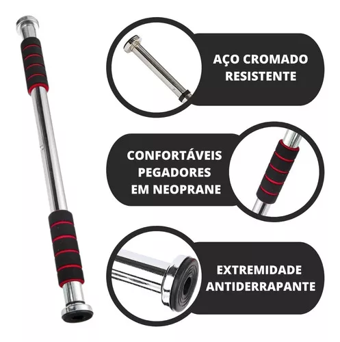 Barra de Porta Ajustável: Desenvolva músculos em casa com facilidade! 2 Barra De Porta Ajustável Flexão Fixa Ajustável Musculação Cor Prateado