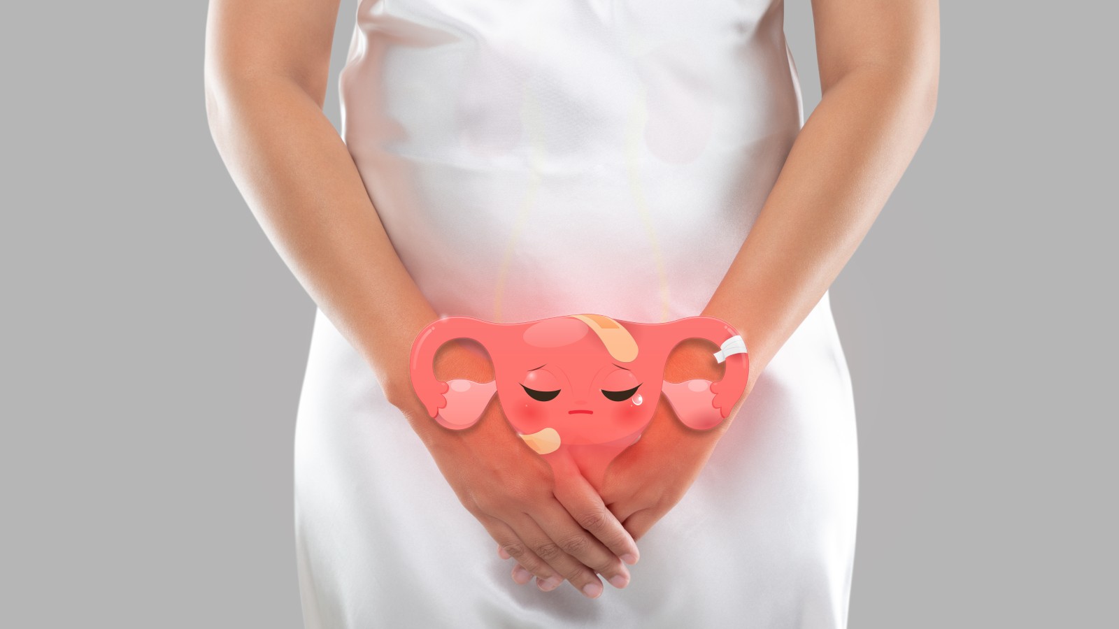 Uma mulher com corrimento vaginal cinza