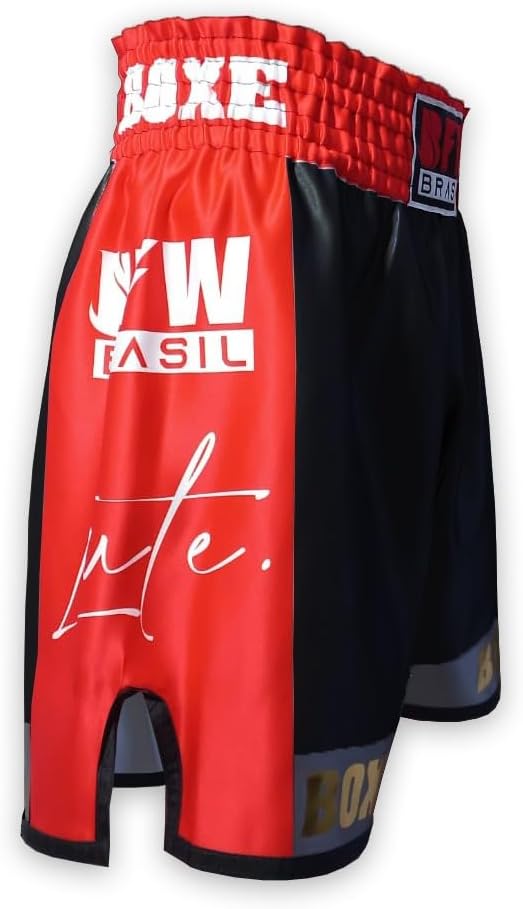  CALÇÃO BOXE BFW BRASIL PROFISSIONAL - PRETO/VERMELHO 