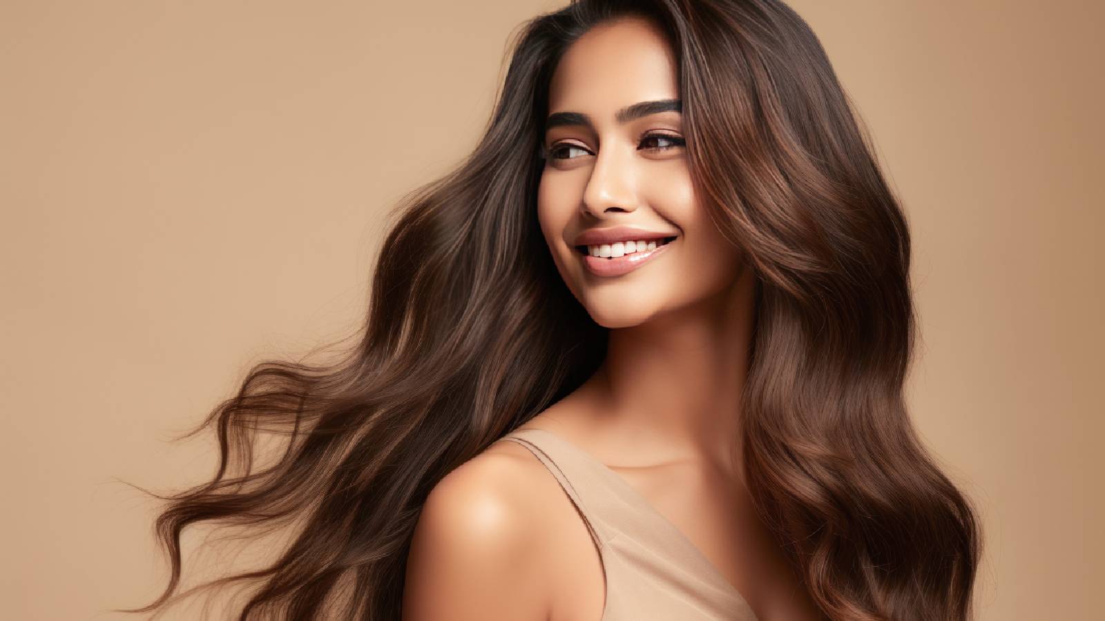 Uma mulher com cabelo forte