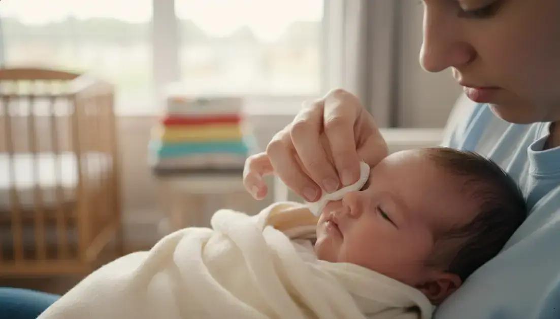 Causas e cuidados para o olho remelando em bebês